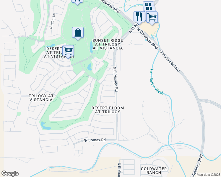 map of restaurants, bars, coffee shops, grocery stores, and more near 12346 West Hedge Hog Place in Peoria