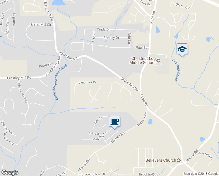 map of restaurants, bars, coffee shops, grocery stores, and more near 2669 Brass Lantern Court in Douglasville
