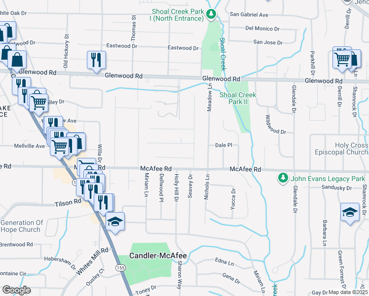 map of restaurants, bars, coffee shops, grocery stores, and more near 2855 Long Way in Decatur
