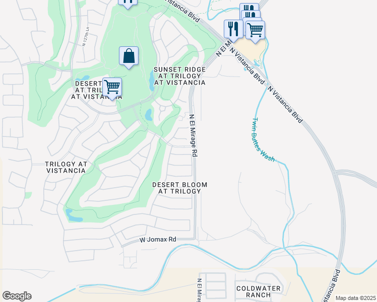 map of restaurants, bars, coffee shops, grocery stores, and more near 12346 West Hedge Hog Place in Peoria