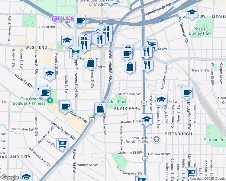map of restaurants, bars, coffee shops, grocery stores, and more near 806 Murphy Avenue Southwest in Atlanta