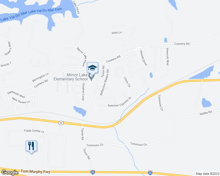 map of restaurants, bars, coffee shops, grocery stores, and more near 3007 Weeping Willow Way in Villa Rica