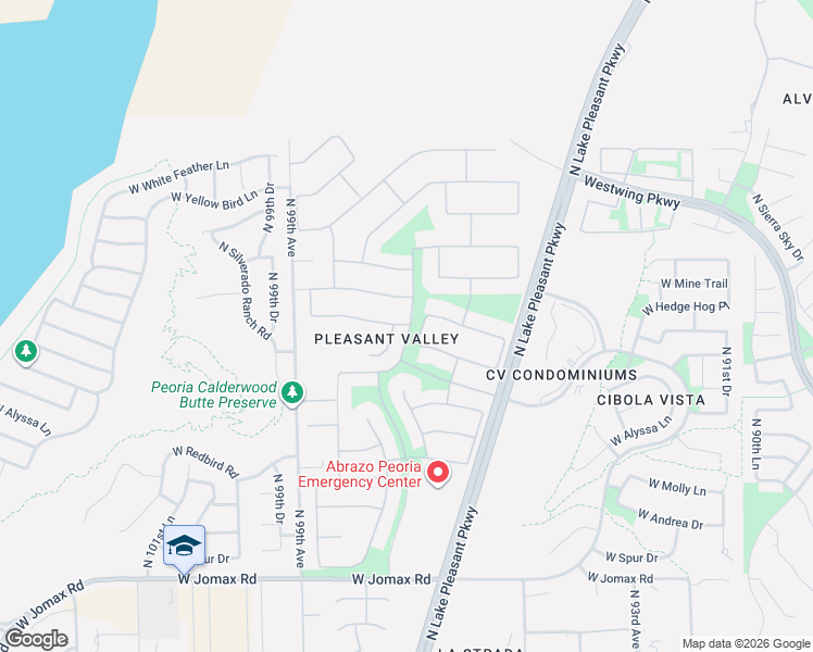 map of restaurants, bars, coffee shops, grocery stores, and more near 9710 West Bent Tree Drive in Peoria