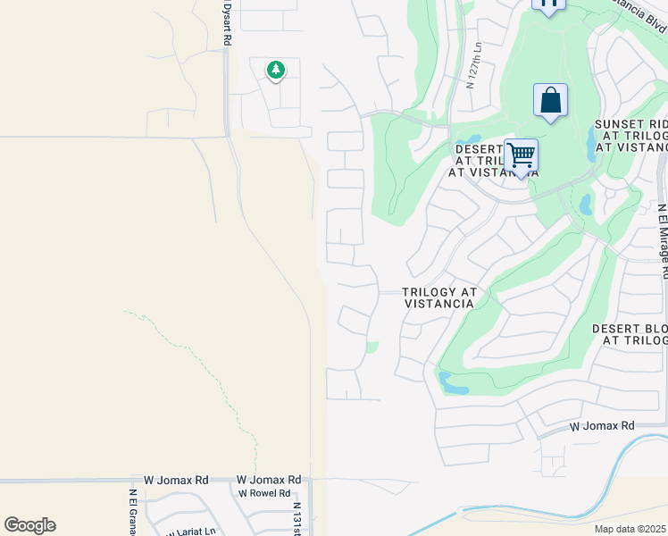 map of restaurants, bars, coffee shops, grocery stores, and more near 13075 West Mine Trail in Peoria