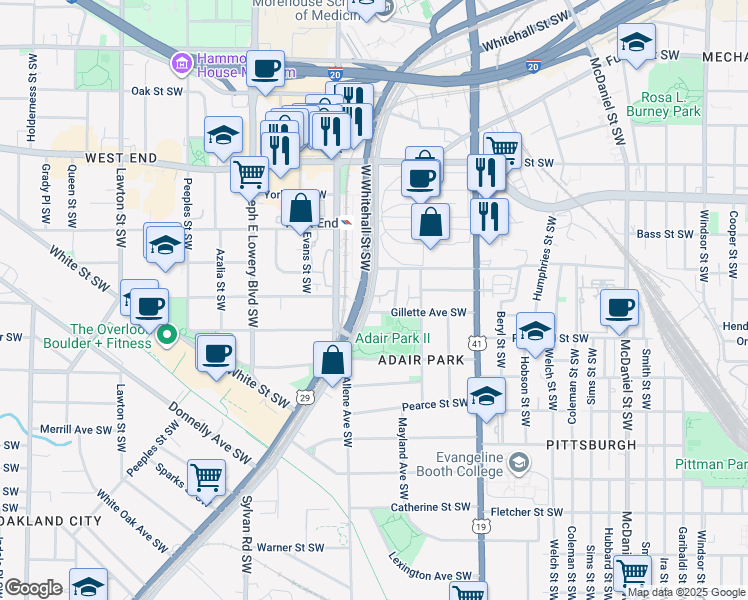 map of restaurants, bars, coffee shops, grocery stores, and more near 786 Murphy Avenue Southwest in Atlanta
