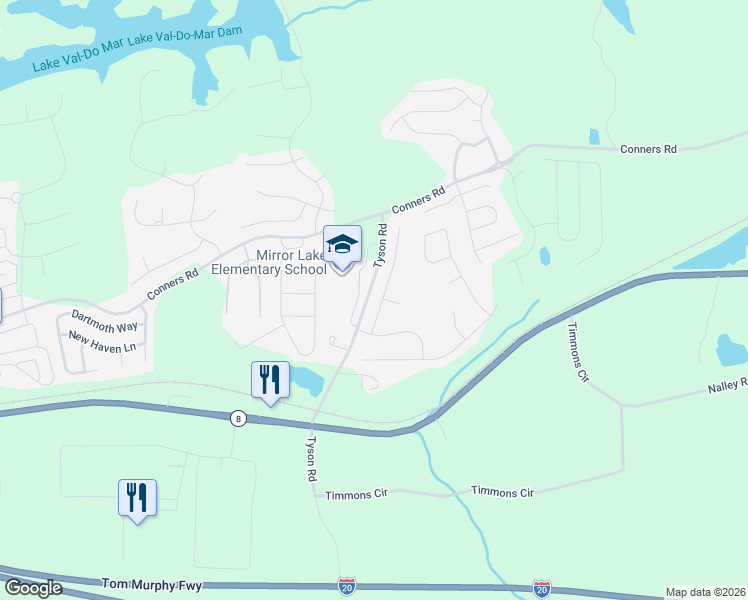 map of restaurants, bars, coffee shops, grocery stores, and more near 2011 Reflective Waters Road in Villa Rica
