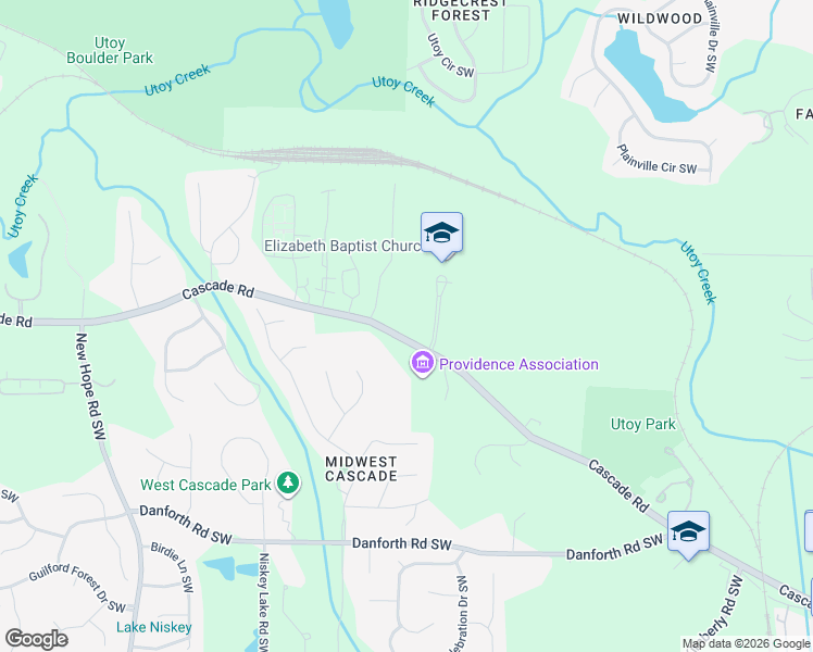 map of restaurants, bars, coffee shops, grocery stores, and more near 4275 Cascade Road in Atlanta