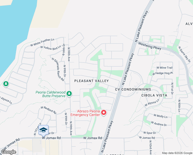 map of restaurants, bars, coffee shops, grocery stores, and more near 9710 West Bent Tree Drive in Peoria