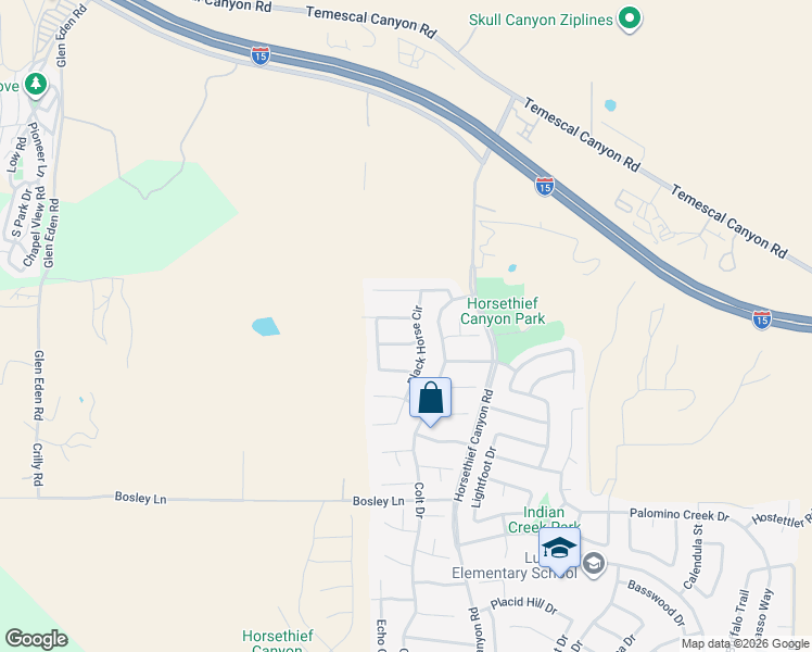 map of restaurants, bars, coffee shops, grocery stores, and more near 13101 Waterwheel Drive in Corona