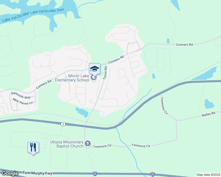 map of restaurants, bars, coffee shops, grocery stores, and more near 3005 Weeping Willow Way in Villa Rica