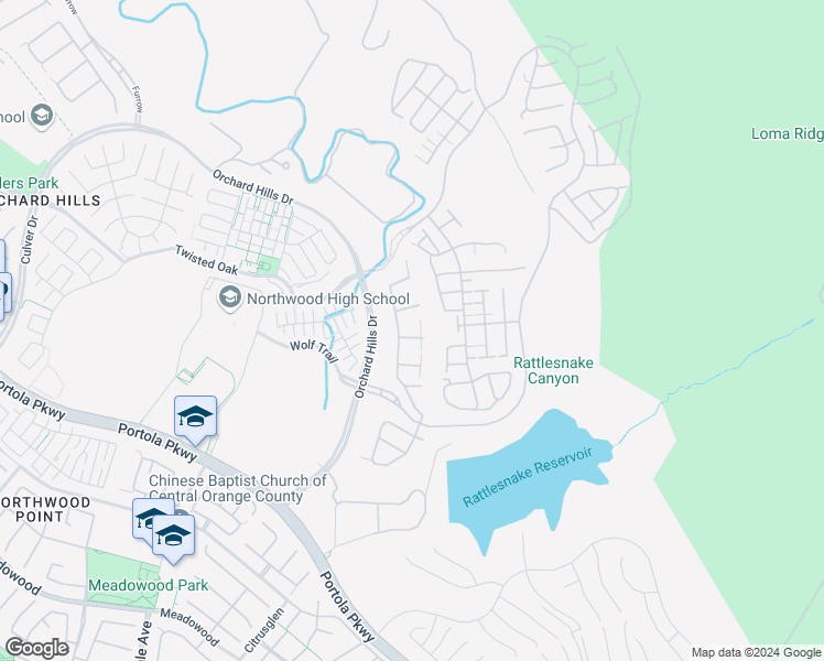 map of restaurants, bars, coffee shops, grocery stores, and more near 119 Della in Irvine