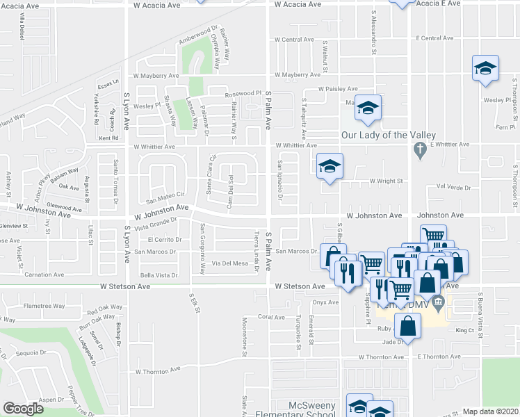 map of restaurants, bars, coffee shops, grocery stores, and more near 780 Santa Clara Circle in Hemet