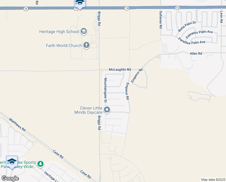 map of restaurants, bars, coffee shops, grocery stores, and more near 30100 Pine Needle Road in Romoland
