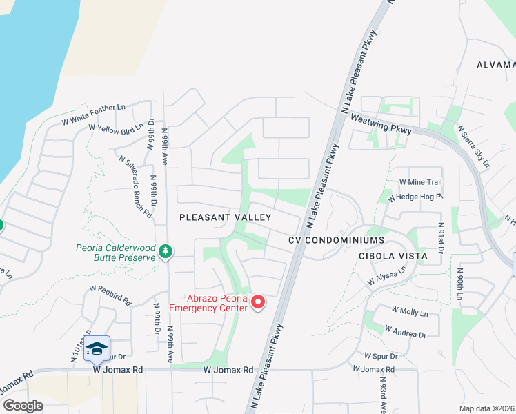 map of restaurants, bars, coffee shops, grocery stores, and more near 9625 West Bent Tree Drive in Peoria