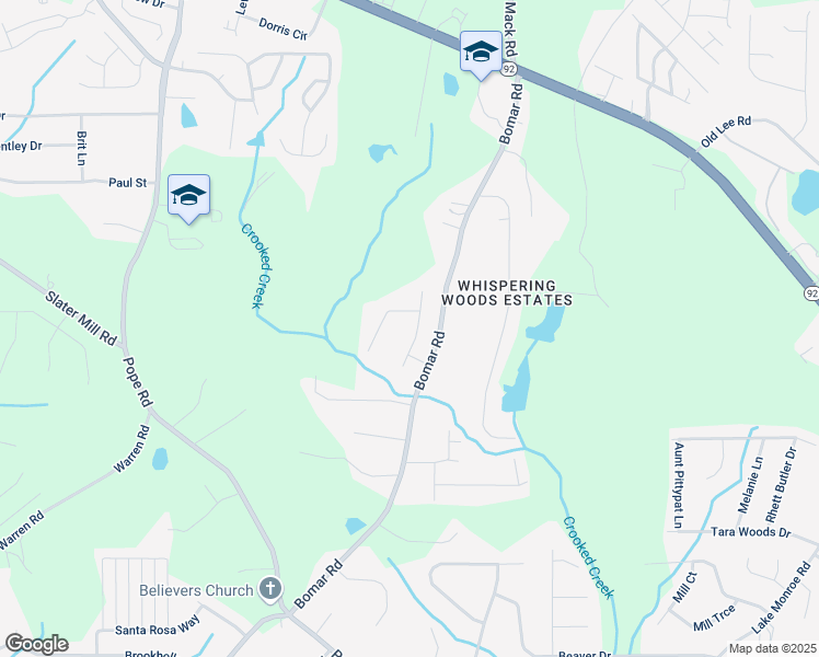 map of restaurants, bars, coffee shops, grocery stores, and more near 2675 Springside Court in Douglasville