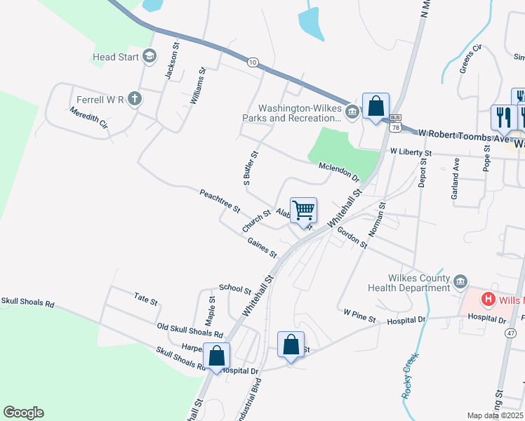 map of restaurants, bars, coffee shops, grocery stores, and more near 204 Church Street in Washington
