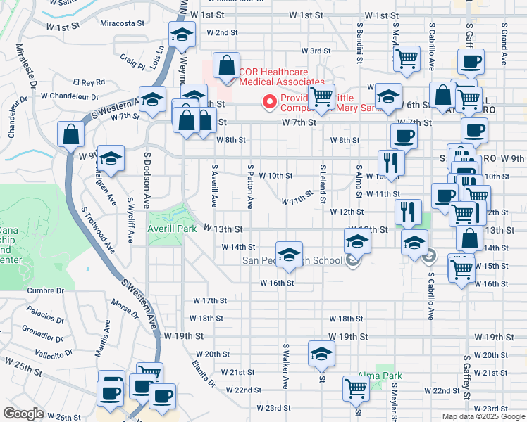 map of restaurants, bars, coffee shops, grocery stores, and more near 1155 Aldine Court in Los Angeles
