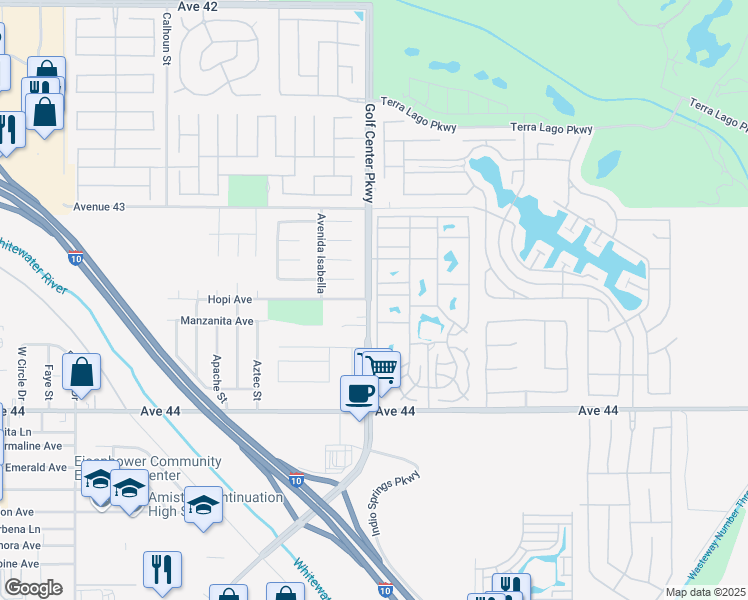 map of restaurants, bars, coffee shops, grocery stores, and more near 84136 Avenue 44 in Indio