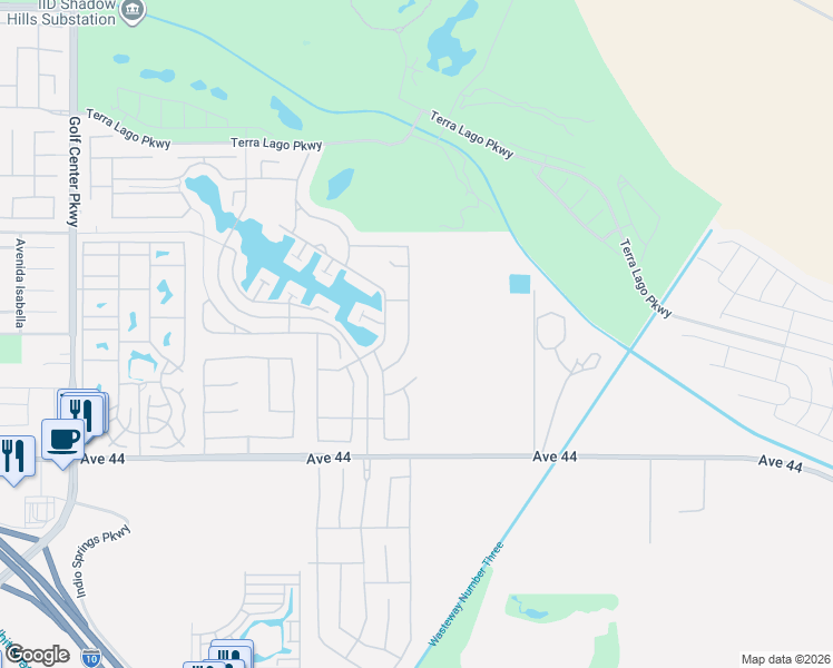 map of restaurants, bars, coffee shops, grocery stores, and more near 43440 Sentiero Drive in Indio
