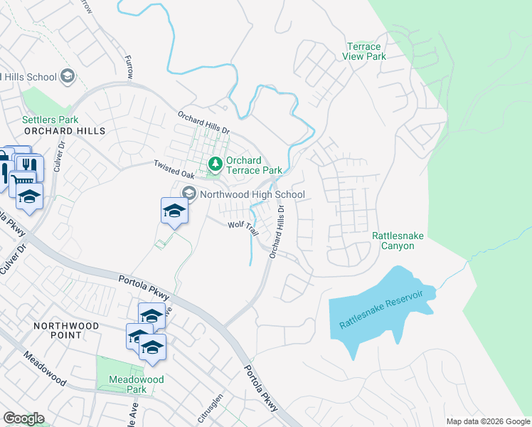 map of restaurants, bars, coffee shops, grocery stores, and more near 164 Stallion in Irvine