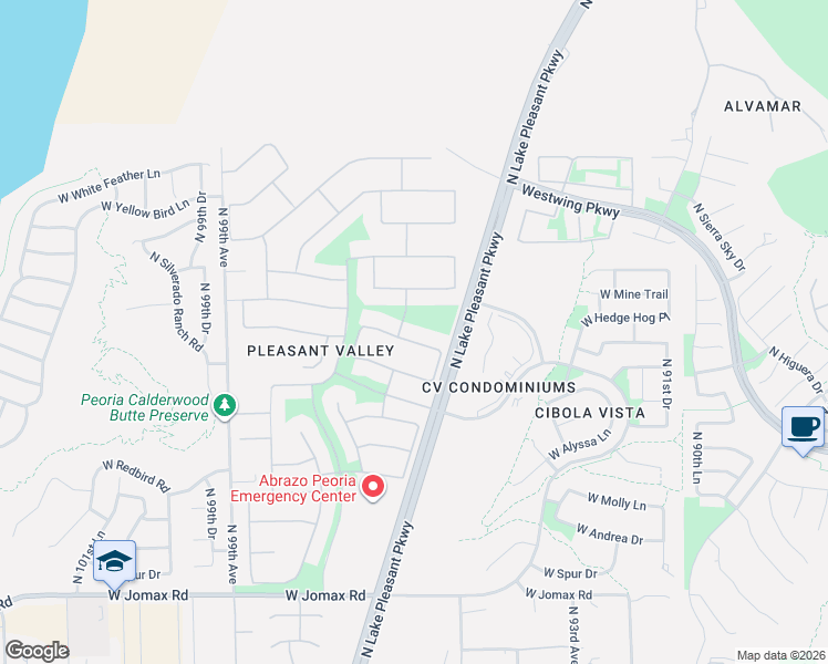 map of restaurants, bars, coffee shops, grocery stores, and more near 9558 W Bent Tree Dr in Peoria