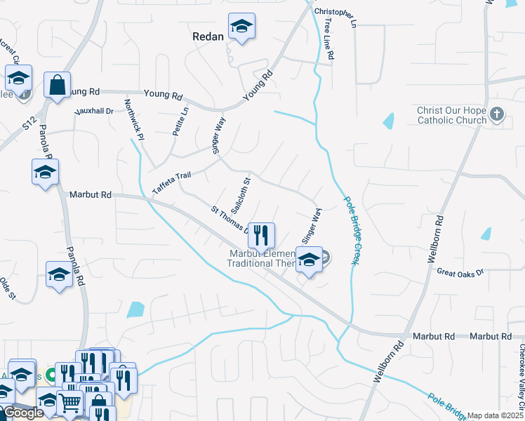 map of restaurants, bars, coffee shops, grocery stores, and more near 1924 Patton Place in Lithonia