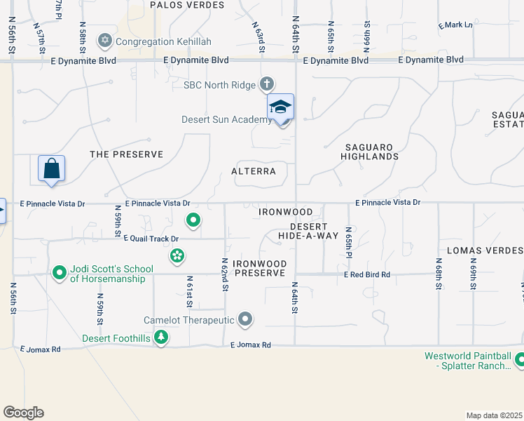 map of restaurants, bars, coffee shops, grocery stores, and more near 6249 East Pinnacle Vista Drive in Scottsdale