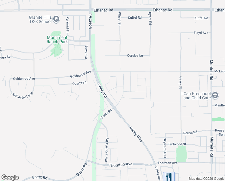 map of restaurants, bars, coffee shops, grocery stores, and more near 25171 Forest Hills Drive in Menifee