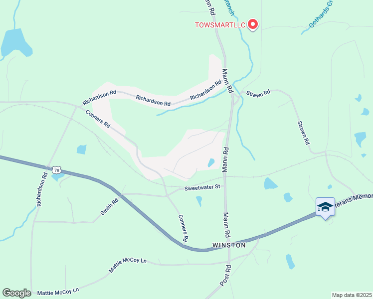 map of restaurants, bars, coffee shops, grocery stores, and more near 7800 Poppy Drive in Winston