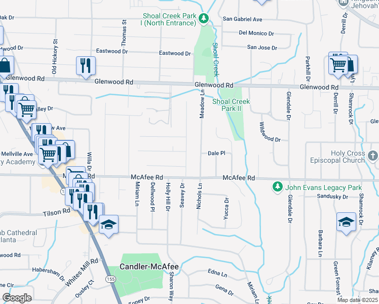 map of restaurants, bars, coffee shops, grocery stores, and more near 1958 Long Drive in Decatur