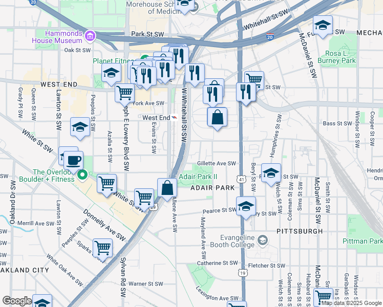 map of restaurants, bars, coffee shops, grocery stores, and more near 786 Murphy Avenue Southwest in Atlanta