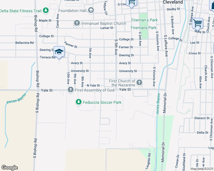 map of restaurants, bars, coffee shops, grocery stores, and more near 1010 North Yale Street in Cleveland