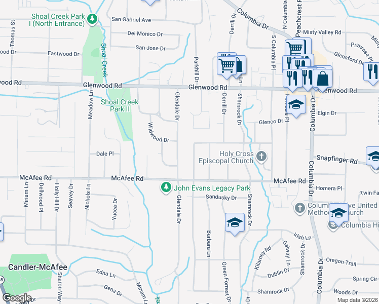 map of restaurants, bars, coffee shops, grocery stores, and more near 1951 Rosewood Road in Decatur