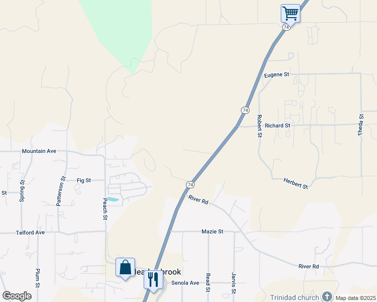 map of restaurants, bars, coffee shops, grocery stores, and more near 21145 Kimes Lane in Perris