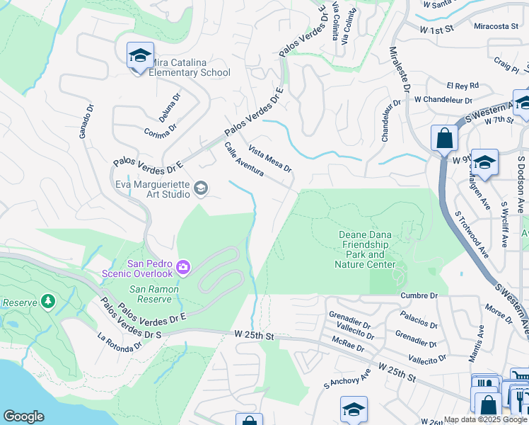 map of restaurants, bars, coffee shops, grocery stores, and more near 30727 Tarapaca Road in Rancho Palos Verdes