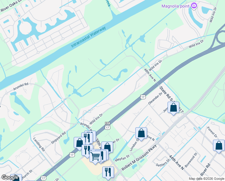 map of restaurants, bars, coffee shops, grocery stores, and more near 4709 Wild Iris Drive in Myrtle Beach