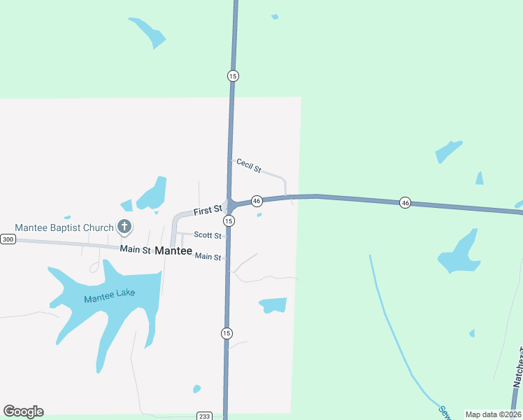 map of restaurants, bars, coffee shops, grocery stores, and more near 112 Highway 46 in Mantee