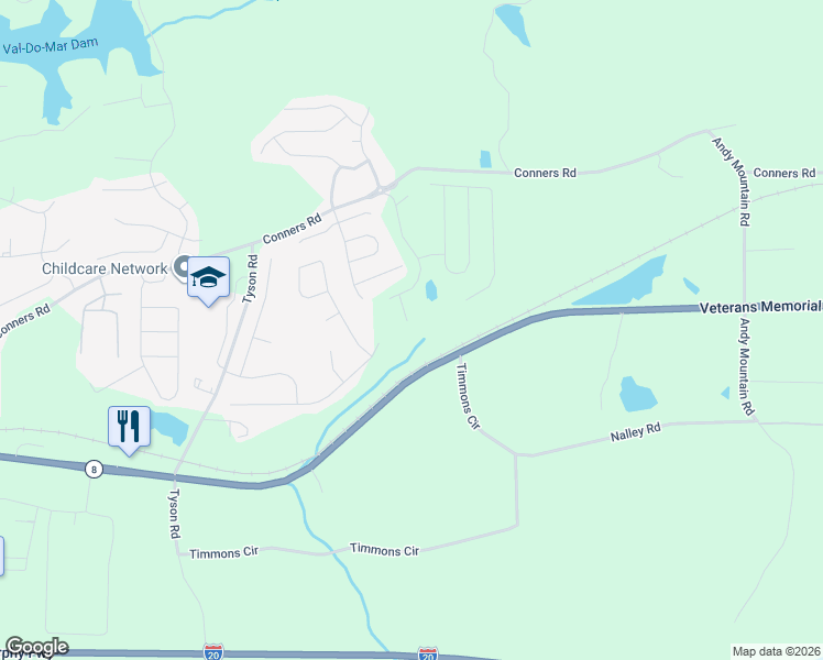 map of restaurants, bars, coffee shops, grocery stores, and more near 1011 Summer Cypress Drive in Villa Rica