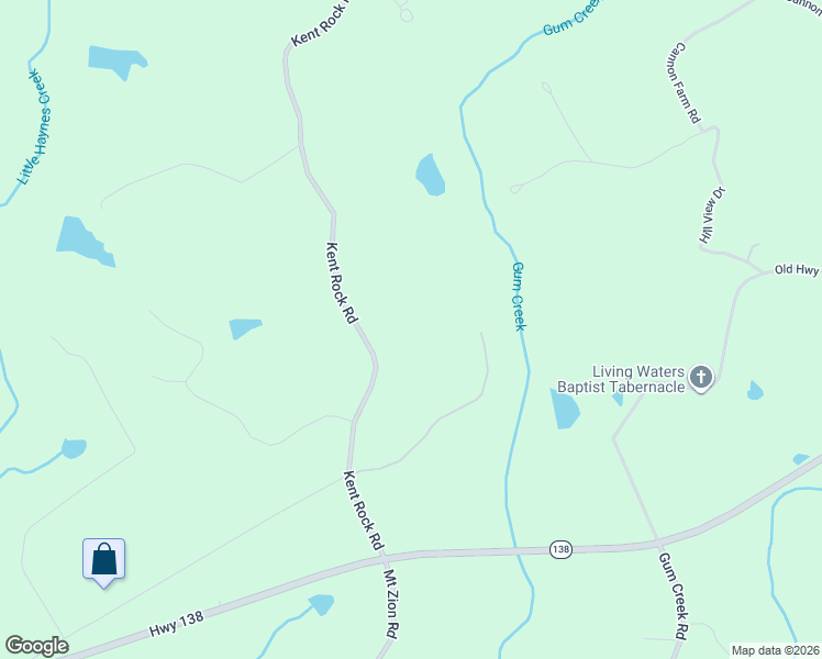 map of restaurants, bars, coffee shops, grocery stores, and more near 257 Kent Rock Road in Loganville