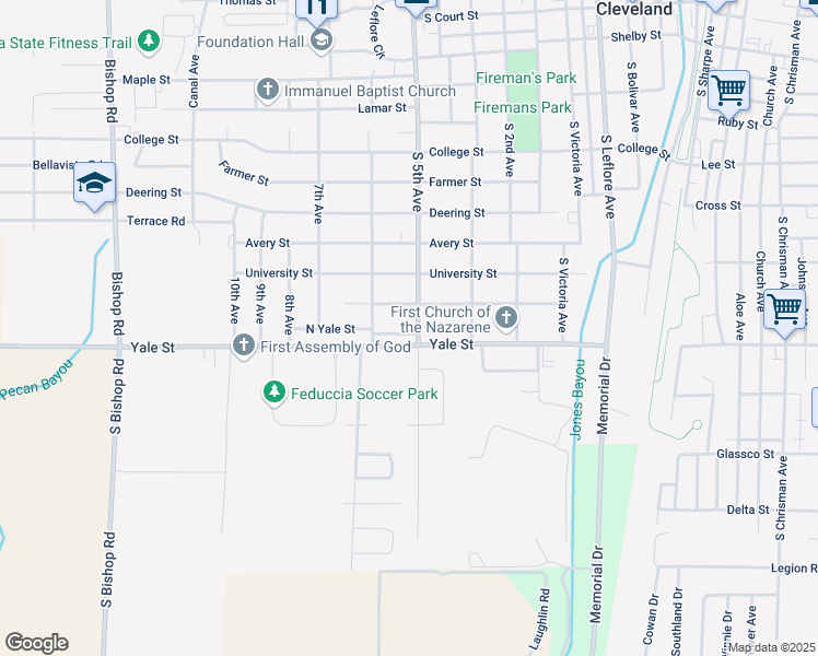 map of restaurants, bars, coffee shops, grocery stores, and more near 1010 North Yale Street in Cleveland