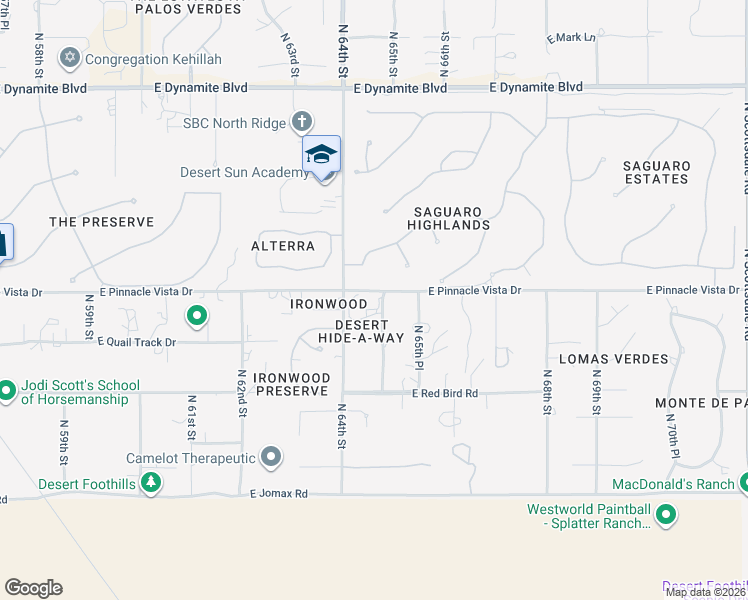 map of restaurants, bars, coffee shops, grocery stores, and more near 6437 East Pinnacle Vista Drive in Scottsdale