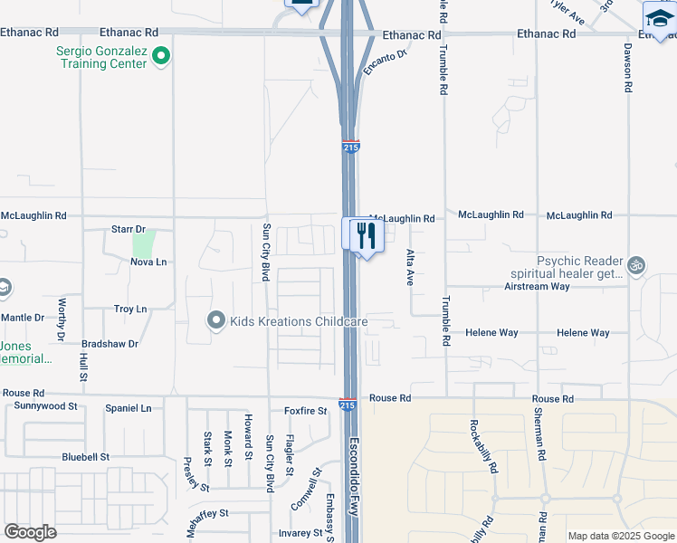 map of restaurants, bars, coffee shops, grocery stores, and more near 26658 China Drive in Menifee