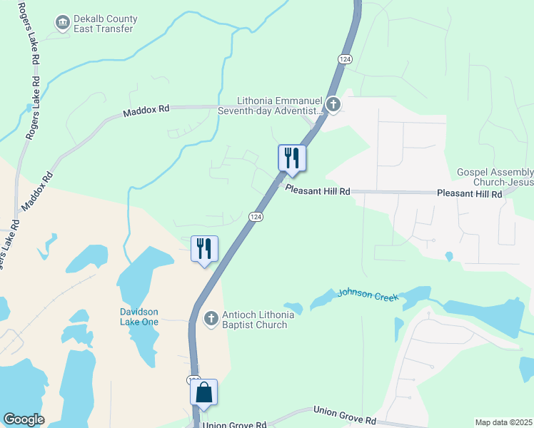 map of restaurants, bars, coffee shops, grocery stores, and more near 1962 Rock Chapel Road in Lithonia