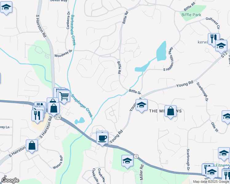 map of restaurants, bars, coffee shops, grocery stores, and more near 1987 Wynhurst Crossing in Stone Mountain
