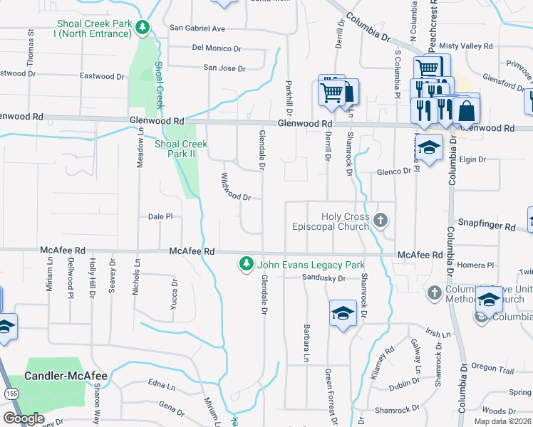 map of restaurants, bars, coffee shops, grocery stores, and more near 1951 Rosewood Road in Decatur