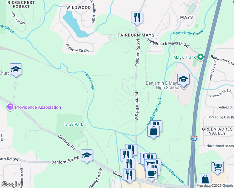 map of restaurants, bars, coffee shops, grocery stores, and more near 3745 Mays Crossing Southwest in Atlanta