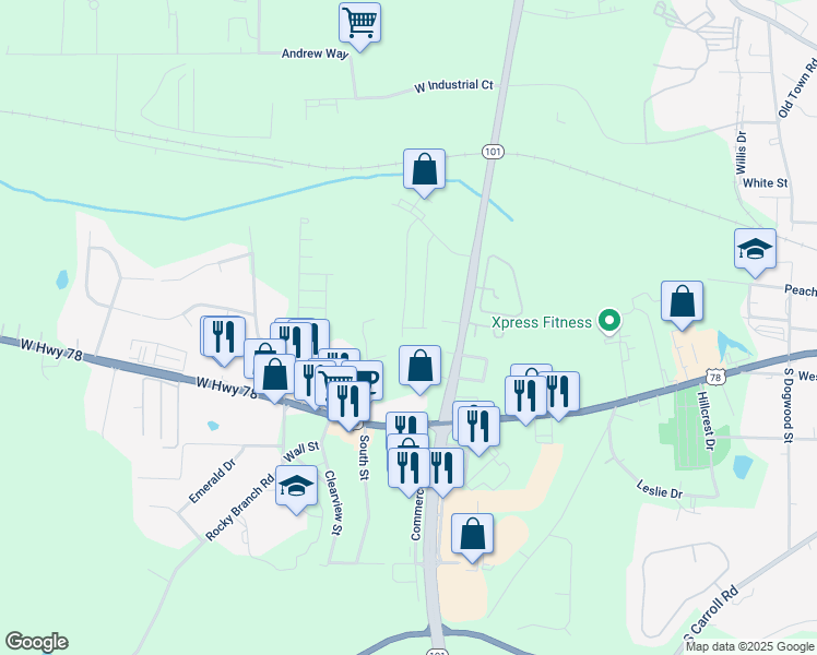 map of restaurants, bars, coffee shops, grocery stores, and more near 1122 Edinberg Drive in Villa Rica