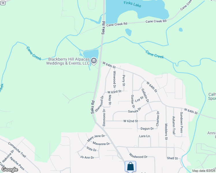map of restaurants, bars, coffee shops, grocery stores, and more near 6309 Sherwood Drive in Anniston
