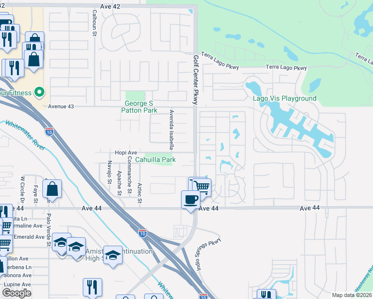 map of restaurants, bars, coffee shops, grocery stores, and more near 83960 Hopi Avenue in Indio