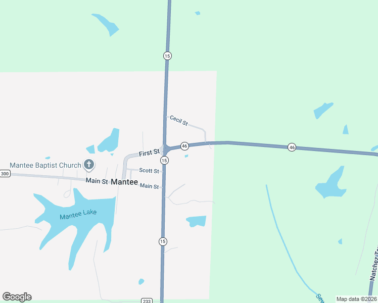 map of restaurants, bars, coffee shops, grocery stores, and more near 112 Mississippi 46 in Mantee